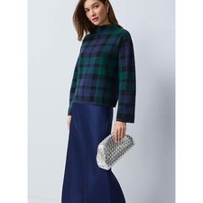 NWT Ann Taylor Plaid Mock Neck Sweater Preppy Versatile Size L