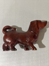 Hand Carved Dachshund Dog, 4.25  X 6"