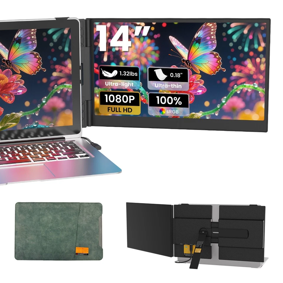 Hyangin S8 Portable Monitor 14" Ultra Slim Dual Screen Extender for Laptop - Image 2 of 4