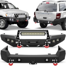For Jeep Grand Cherokee Wj 1999-2004 Black Frontrear Bumper D-rings Winch Plate