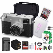 FUJIFILM X Digital Camera Silver , MINI LINK 3 Smartphone Printer Clay White