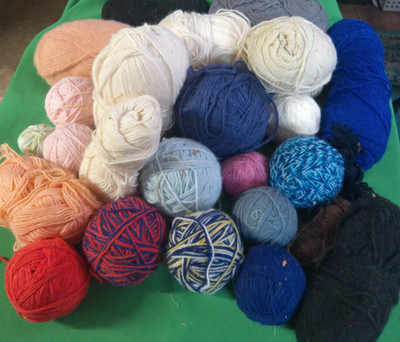 Misc. Balls & Skeins of Yarn- 20 Pieces- about 3 Pounds-Assorted Colors