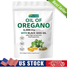 2 in 1 Oil of Oregano Black Seed Softgels Count with Carvacrol,Immune Support