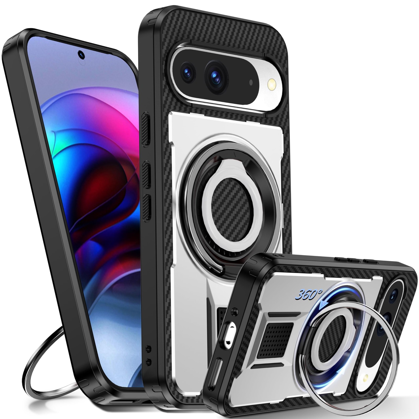 Coque Google Pixel 9 Pro avec support anneau pour éviter les chutes