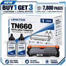 TN660 Refillable Toner 1PK BK Compatible for MFC-L2705DW HL-L2340DW MFC-L2680W