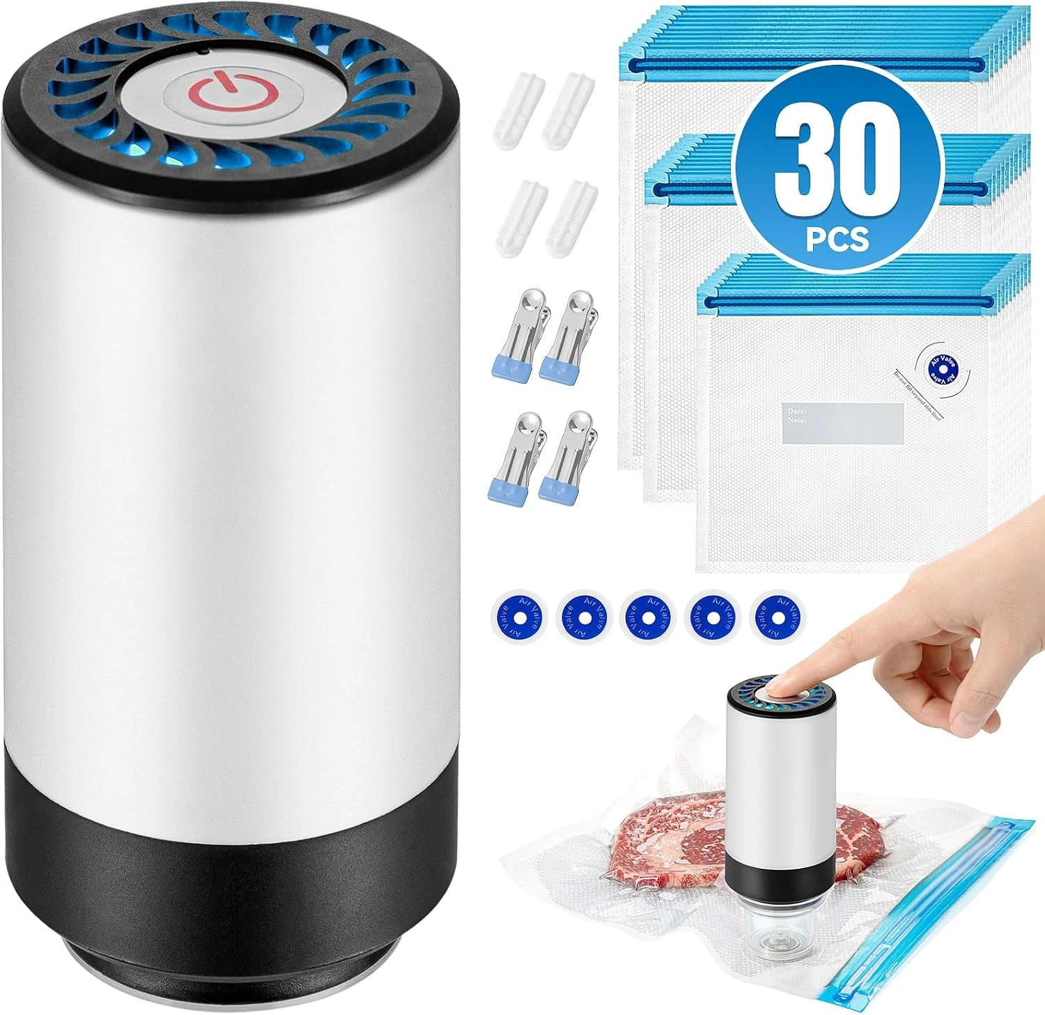 Handheld Vacuum Sealer, 3Rd Generation Vacuum Sealer for Food + 30 Sous Vide Bag