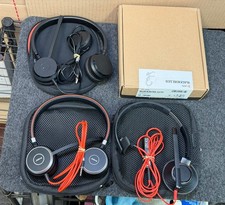 Lot Of 4x Wired Headsets: Jabra Evolve  Plantronics Blackwire C5210T  Cases