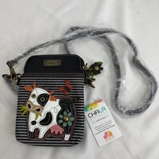 CHALA Exclusive Pouch/Purse/Crossbody Embellished Cow Black - 2 Straps - New