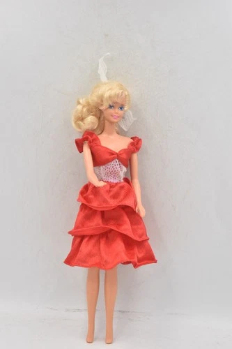 Vintage Barbie Doll with Red Dress  1976 Head / 1966 Body 30cm