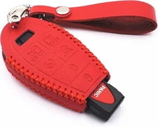 Leather Smart Remote 7 Buttons Key Fob Case Cover Chain for IYZ-C01C Red 