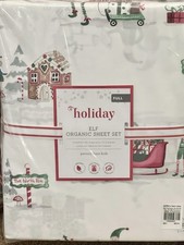 NEW Pottery Barn Kids Holiday Elf Organic Cotton Full Sheet Set, Christmas