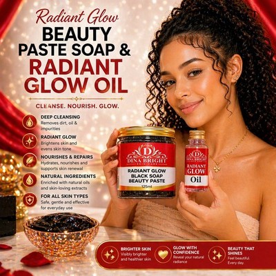 RADIANT GLOW BLACK SOAP BEAUTY PASTE. & BOOSTER OIL. 