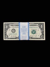 1 Pack of $1 (One Dollar) Bills – BEP – 100 Uncirculated Notes – US Currency