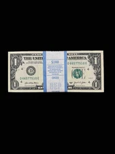 1 Pack of $1 (One Dollar) Bills – BEP – 100 Uncirculated Notes – US Currency