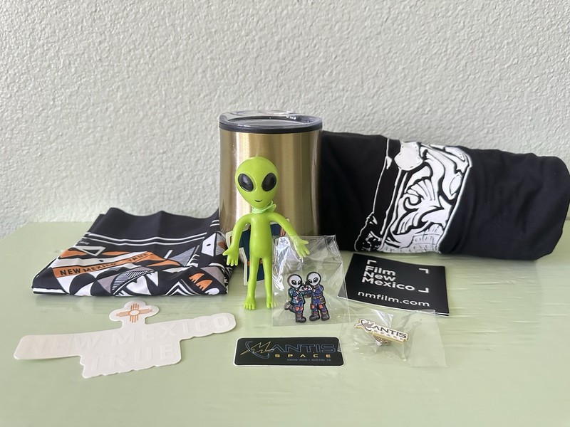 New Mexico Promo Pack:Alien Figurine & Pin, Tshirt, Bandana, Insulated Wine Cup