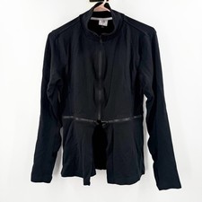 Cabi 5655 Relax Zip Jacket SZ Medium Black Ponte Knit Convertible Style Stretch