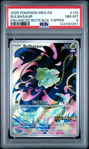 2025 POKEMON MEG EN-MEGA EVOLUTION ENHANCED BOOSTER BOX TOPPER BULBASAUR PSA 8