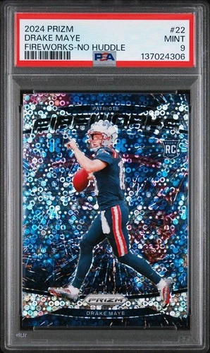 2024 Prizm Drake Maye RC #22 Fireworks-No Huddle PSA 9