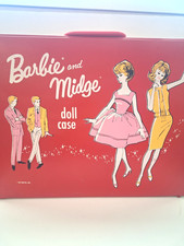 VINTAGE 1963 BARBIE AND MIDGE RED VINYL CARRYING CASE VINTAGE MIDGE DOLL