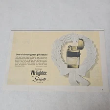 Scripto VU-lighter Goldenglo Print Ad Lighter surrounded by wreath holiday 1963