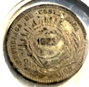 elf Costa Rica 50 Centimos 1923 on 25 Centavos 1893 Silver
