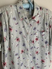 22 Vintage Tapestry Women Floral Stripe Button Shirt Cottagecore Flower 80s 90s