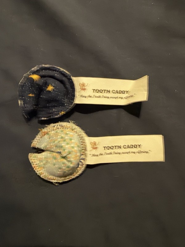 Two tooth fairy Caddy teeth Holder Handmade With Snap