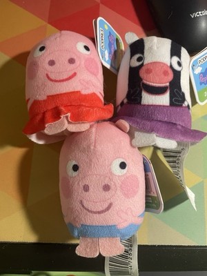 Lot of 3 Peppa Pig Podpals - Peppa, George & Zoe Zebra- 3  Plush