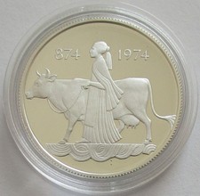Island 500 Kronur 1974 1100 Jahre Besiedlung Silber PP