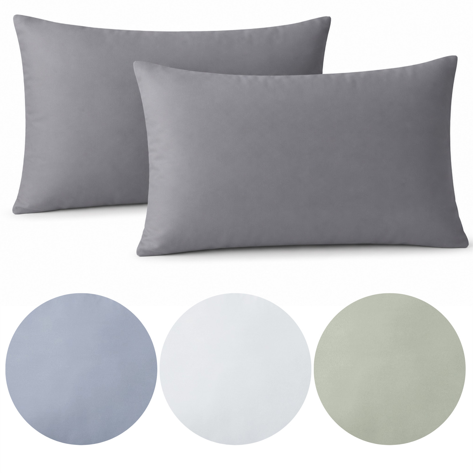 Pillow Cases 2 Pack Soft Microfibre Standard Size Envelope Closure Plain Dye