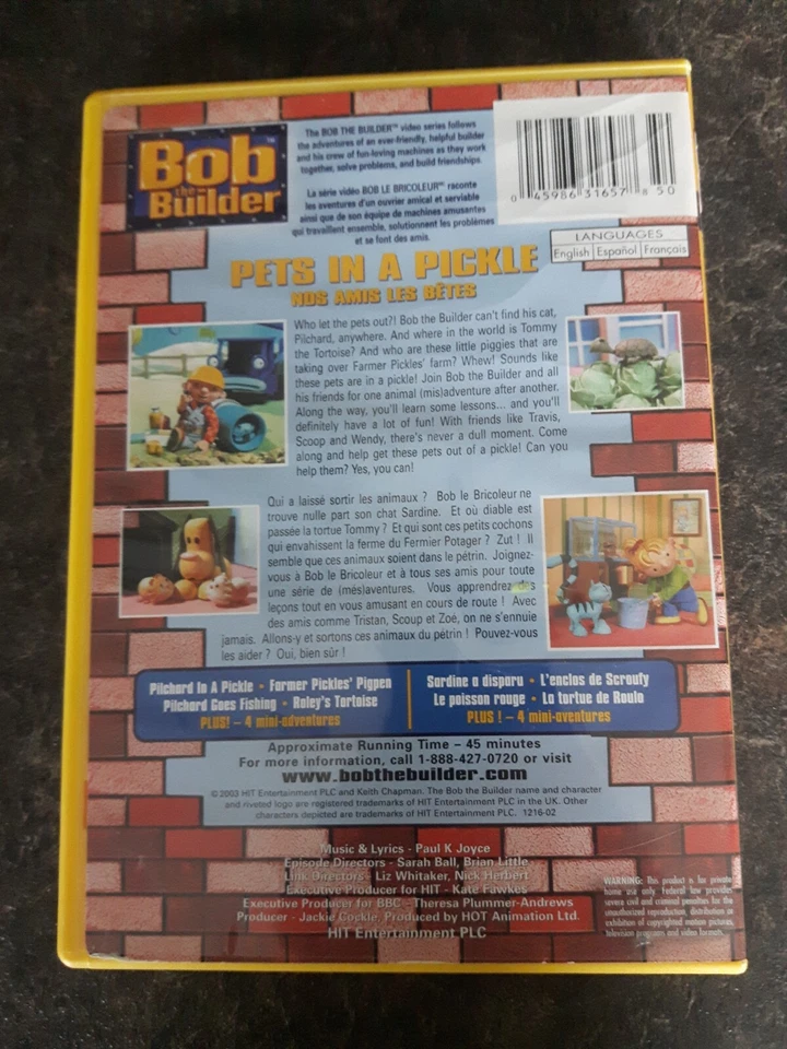 Bob The Builder Pets In A Pickle 2003 DVD Movie Widescreen Good Condition - Image 2 of 2