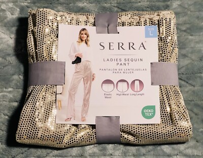SERRA Ladies Gold Sequin Pants Sz L (Fits Like XL) for Aldi *BRAND NEW!