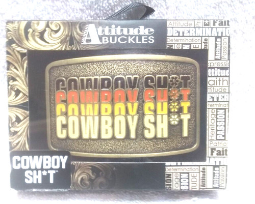 Montana Silversmiths Cowboy Sh*t Attitude Belt Buckle Gold Frame New In Box