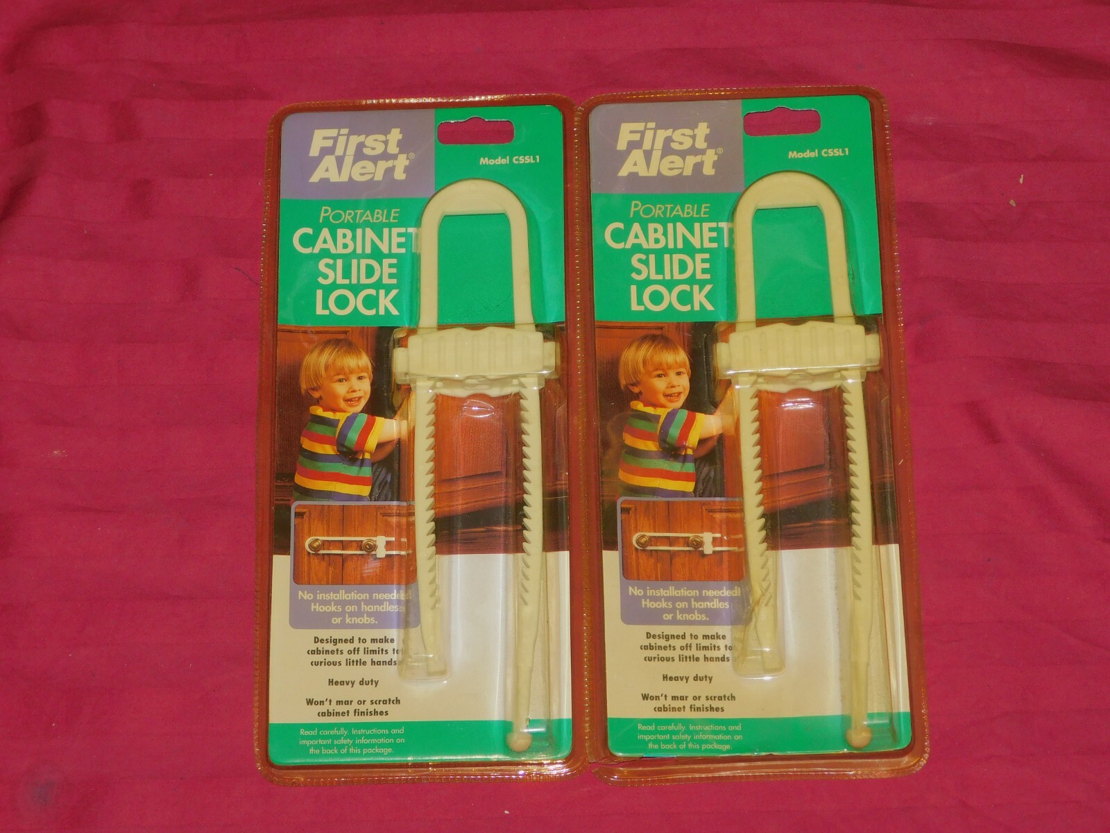 Lot 2 First Alert Cabinet Slide Lock Baby Drawer Doors Knobs Portable a CSSL1