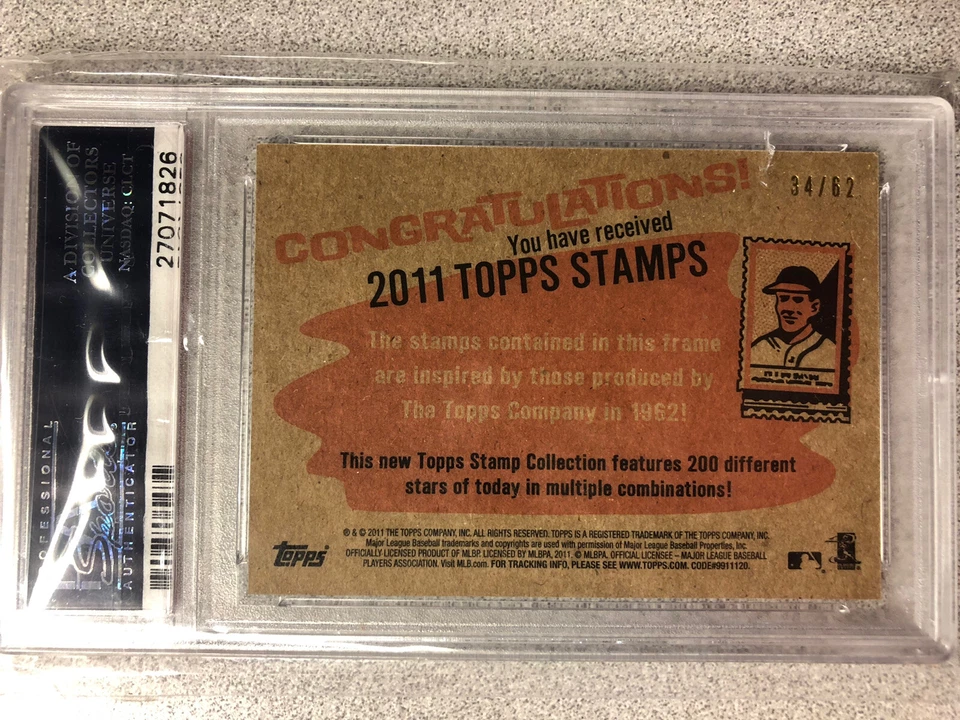 Adam Wainwright Jason Barlett 2011 Heritage Stamps 34/62 PSA 9 Cardinals Rays - Изображение 2 из 2