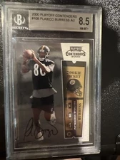 Plaxico Burress Signed 2000 Playoff Contenders Rookie Ticket BGS MT 8.5