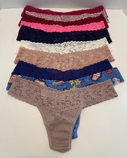 HANKY PANKY SIGNATURE LACE LOW RISE THONG SET OF 10 ASSORTED COLORS ONE SIZE