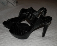 Geox Respira Black Comfort Platform Heel Sandal SZ 40