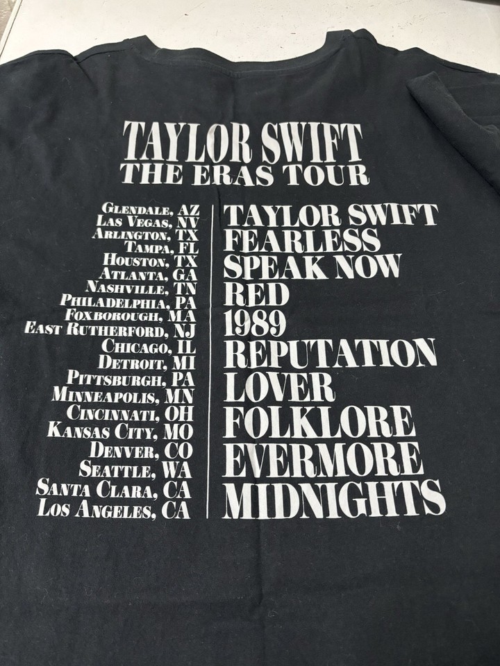 Taylor Swift The Eras Tour T Shirt Size Large Black Official Merch US