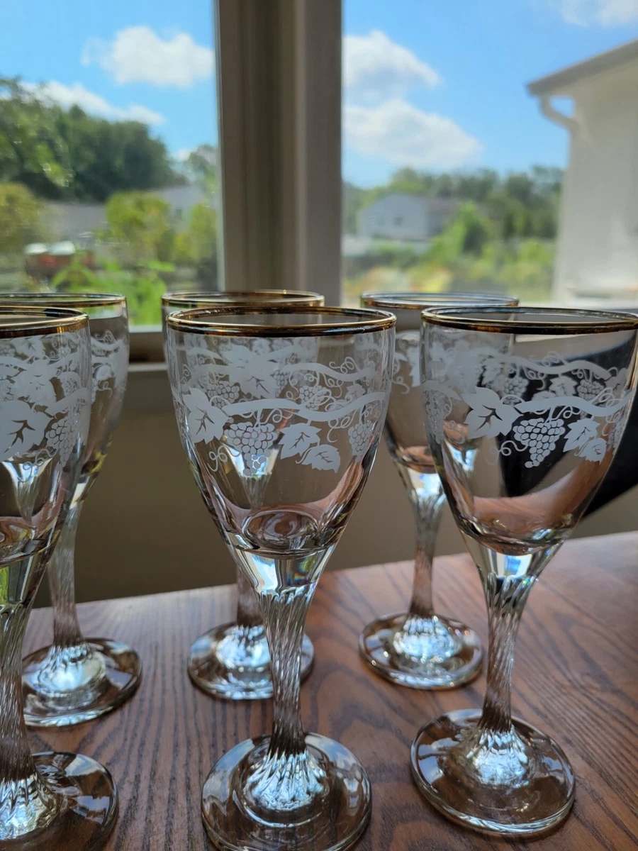 Etched Gold Rim Handcrafted Martini Glasses - Set of 4