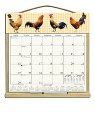 ROOSTERS CALENDAR HOLDER - REFILLABLE EVERY YEAR!