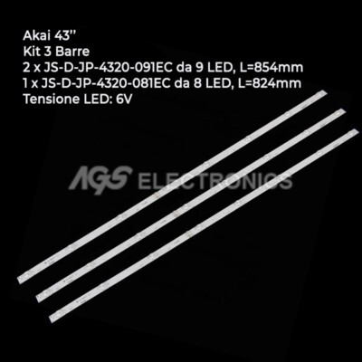 Kit De 10 Bandes LED Pour Téléviseur Akai 49 Pouces - Réf. JS-D-JP4910-041EC - Neuf