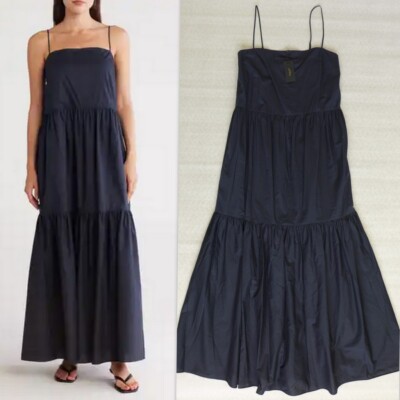 RAG & BONE 100% Cotton Poplin Leilah Tiered Midi Dress in SALUTE $428 Size M NEW