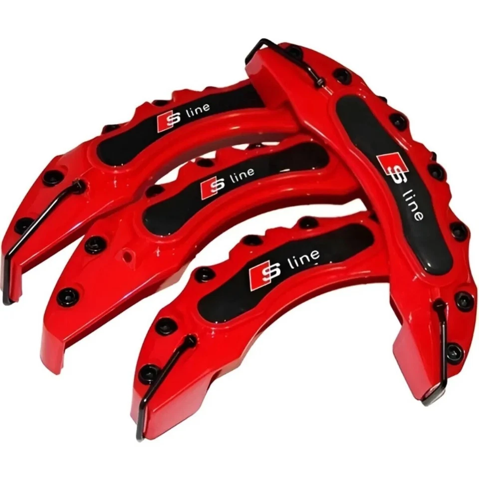 4x Copri Pinza Freno Rosso per Audi S-Line Q1 Q2 Q3 Q5 TT A1 A5 A6 S3 RS A3 S4 - Immagine 3 di 4