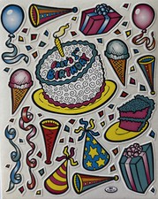BABY  S 1st BIRTHDAY Stickers 52pc Stickabilities  Party  Cake  Ice Cream  Confetti  