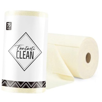  Microfiber Cleaning Cloth Roll -75 Pack, Tear Away Microfiber 75 pack Beige