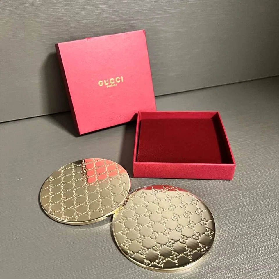 HOT Compact Pocket Mirror with Monogram Embossed, Brand New with Box, 7.5cm - Image 3 of 4