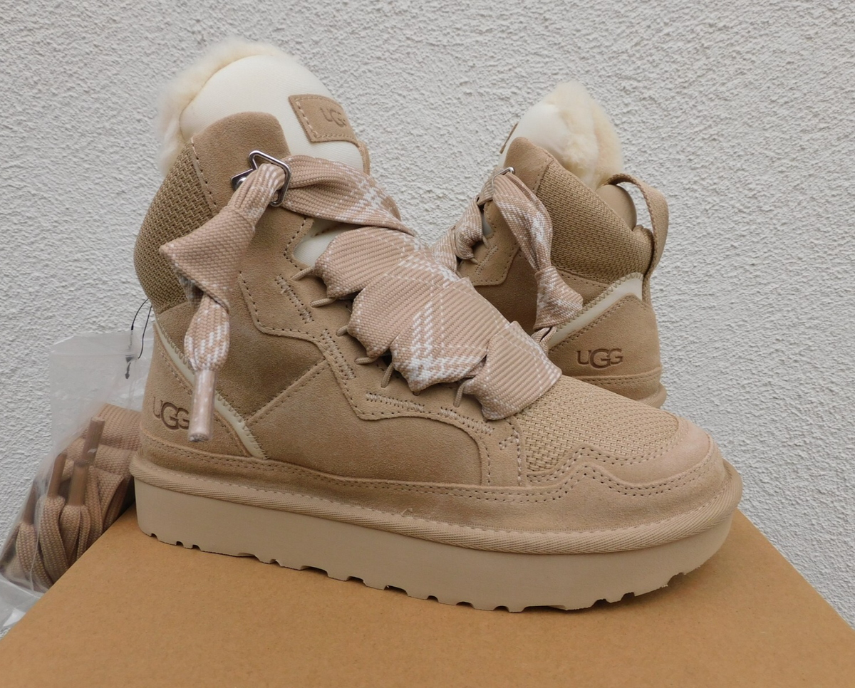 UGG DRIFTWOOD HIGHMEL SUEDE/ WOOL HIGH TOP SNEAKER BOOTS, WOMEN US