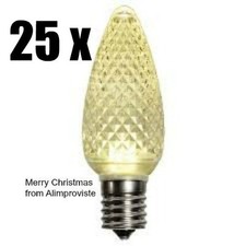 25-PK C9 LED Light BULB WARM WHITE Faceted CHRISTMAS Replacement 5-Diode NEW
