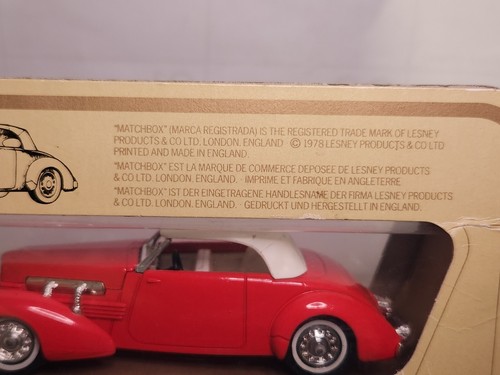 MATCHBOX MODELS OF YESTERYEAR 1:35 SCALE 1937 CORD 812 - RED - Y-18 - BOXED NOS - Picture 6 of 8